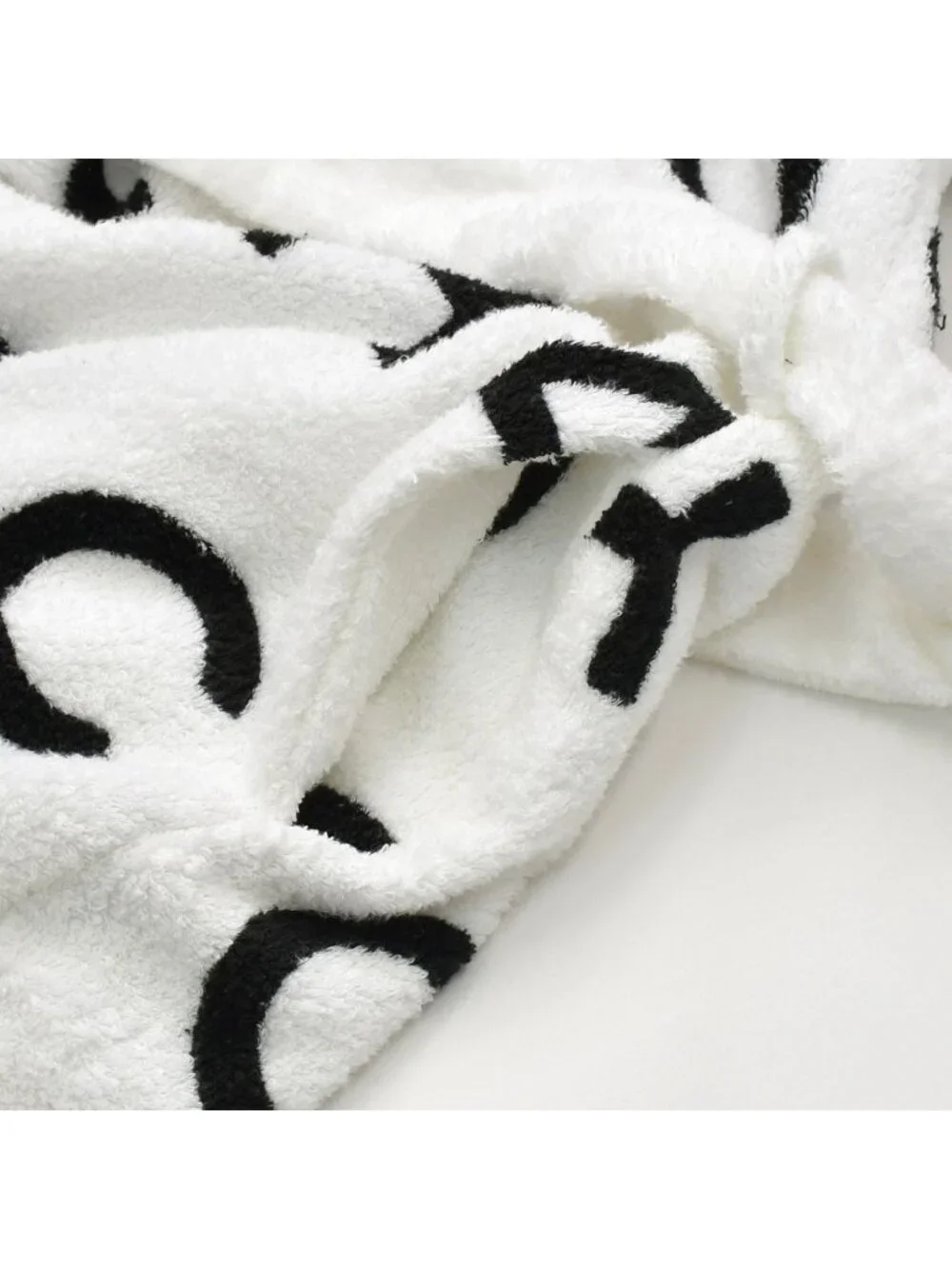 Chanel Logo Bathrobe Jacket Gown Black White